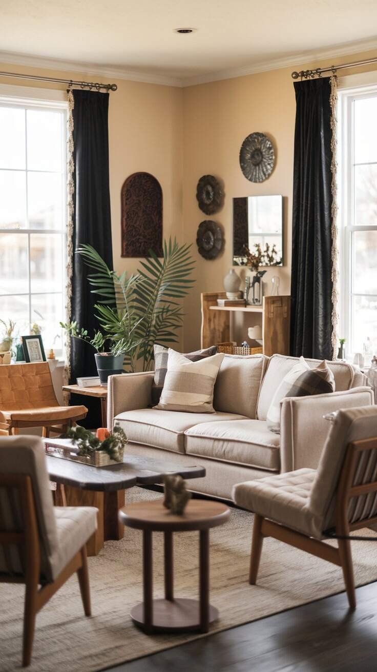 13 Black Curtains Living Room Ideas for Bold And Sophisticated Look