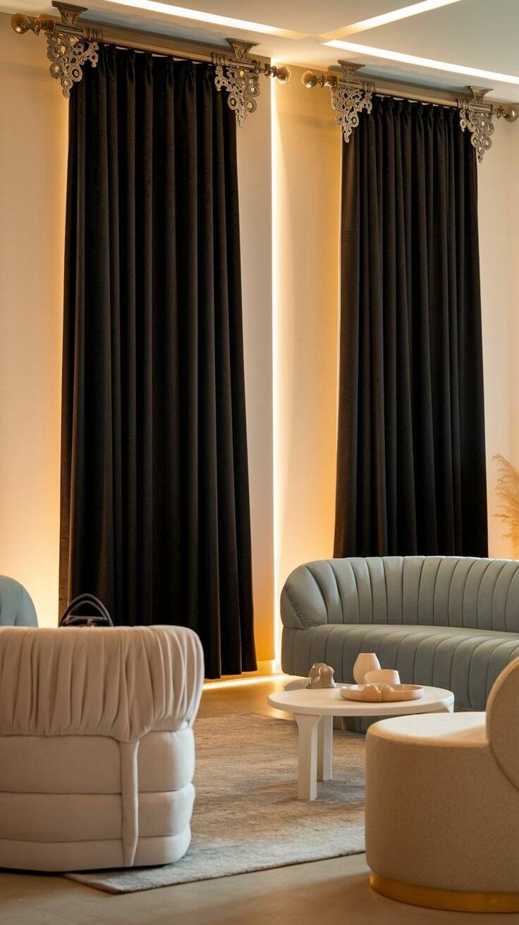 13 Black Curtains Living Room Ideas for Bold And Sophisticated Look