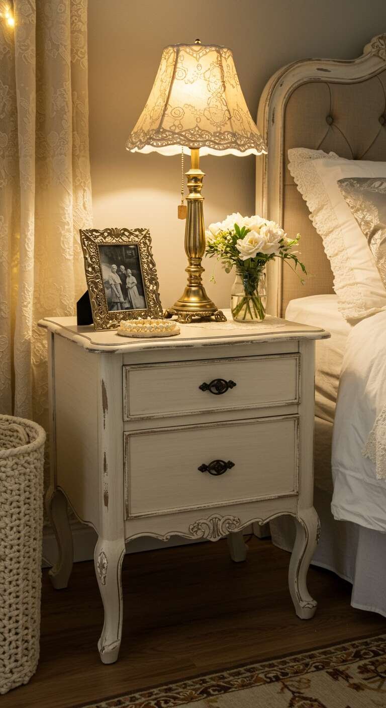 Nightstand with Sliding Doors and Metal Legs Rustic Brown